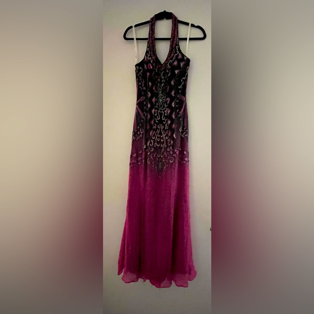 Long pretty black and pink crystal dress